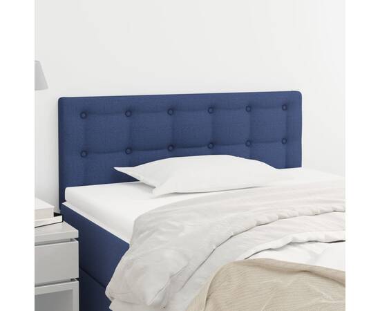 Tăblie de pat, albastru, 100x5x78/88 cm, textil