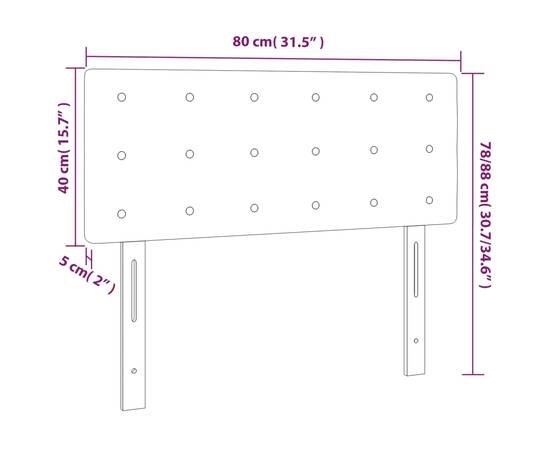 Tăblie de pat, gri închis, 80x5x78/88 cm, textil, 8 image