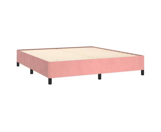 Cadru de pat, roz, 180x200 cm, catifea, 4 image