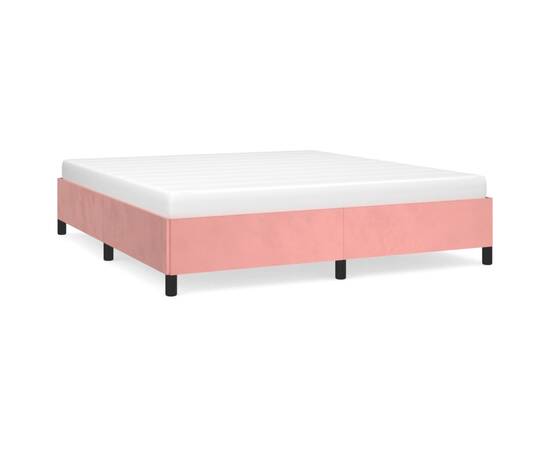 Cadru de pat, roz, 180x200 cm, catifea, 2 image