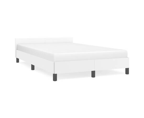 Cadru de pat cu tăblie, alb, 120x200 cm, piele ecologică, 2 image