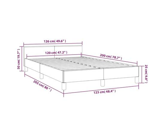 Cadru de pat cu tăblie, alb, 120x200 cm, piele ecologică, 9 image
