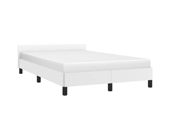 Cadru de pat cu tăblie, alb, 120x200 cm, piele ecologică, 3 image