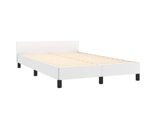 Cadru de pat cu tăblie, alb, 120x200 cm, piele ecologică, 4 image