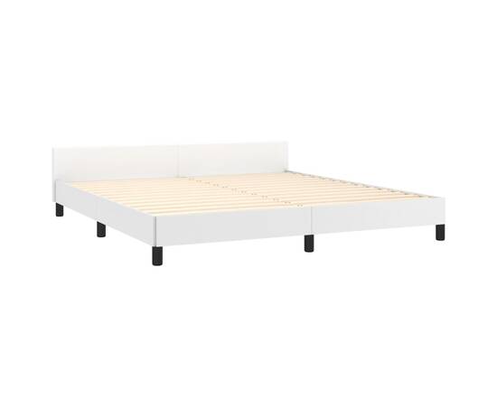 Cadru de pat cu tăblie, alb, 180x200 cm, piele ecologică, 4 image