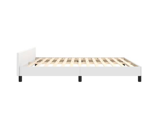 Cadru de pat cu tăblie, alb, 180x200 cm, piele ecologică, 6 image