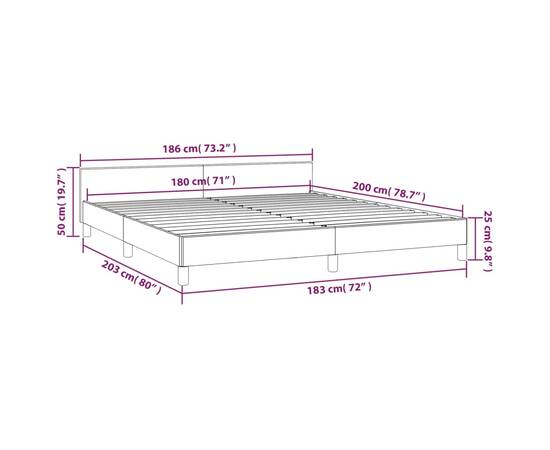 Cadru de pat cu tăblie, alb, 180x200 cm, piele ecologică, 9 image