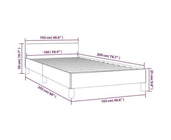 Cadru de pat cu tăblie, crem, 100x200 cm, piele ecologică, 9 image