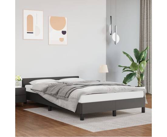Cadru de pat cu tăblie, gri, 120x200 cm, piele ecologică