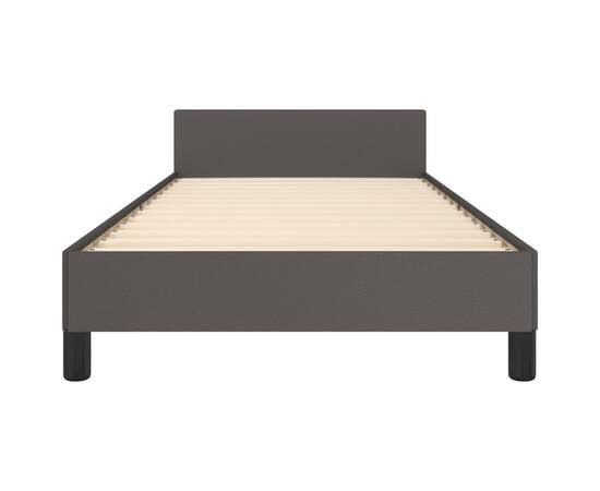 Cadru de pat cu tăblie, gri, 90x200 cm, piele ecologică, 5 image