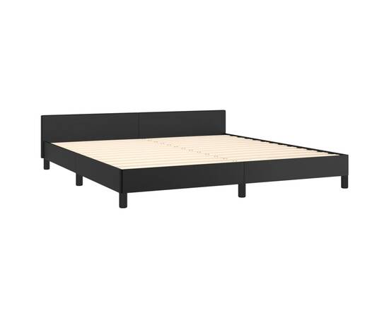 Cadru de pat cu tăblie, negru, 180x200 cm, piele ecologică, 4 image