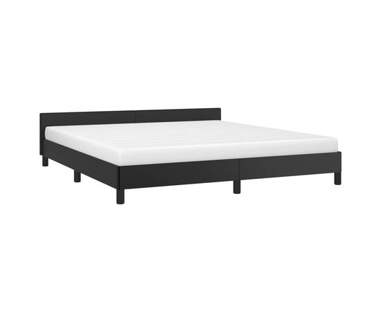 Cadru de pat cu tăblie, negru, 180x200 cm, piele ecologică, 3 image