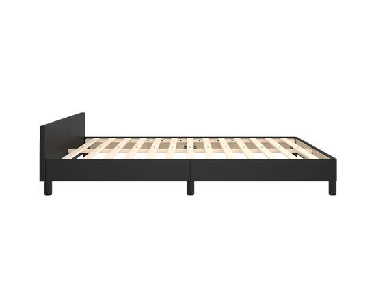 Cadru de pat cu tăblie, negru, 180x200 cm, piele ecologică, 6 image