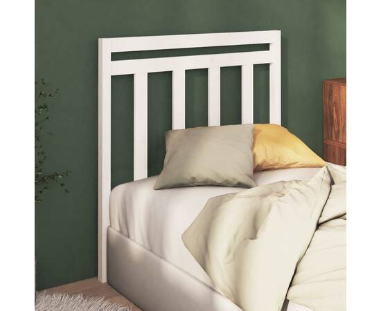 Tăblie de pat, alb, 95x4x100 cm, lemn masiv de pin, 3 image