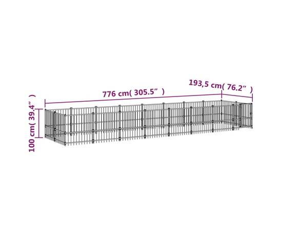 Padoc pentru câini de exterior, 15,02 m², oțel, 6 image