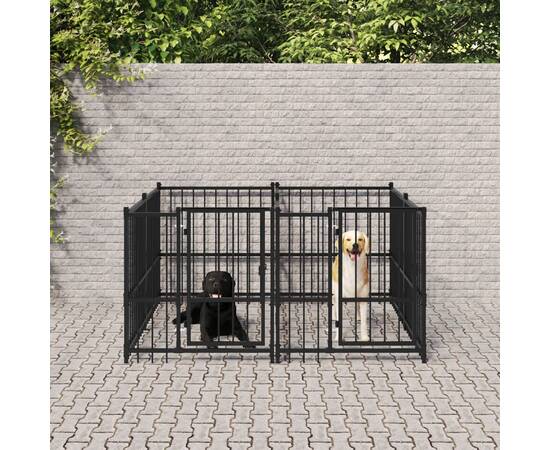Padoc pentru câini de exterior, 3,75 m², oțel