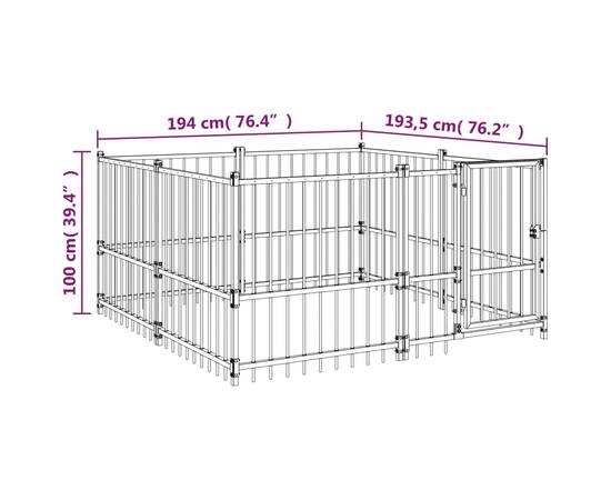 Padoc pentru câini de exterior, 3,75 m², oțel, 6 image