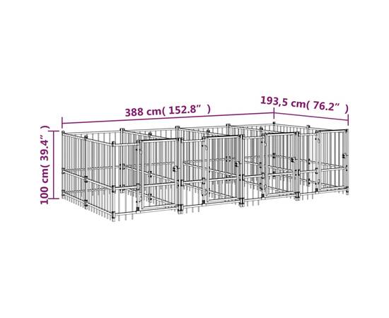 Padoc pentru câini de exterior, 7,51 m², oțel, 6 image