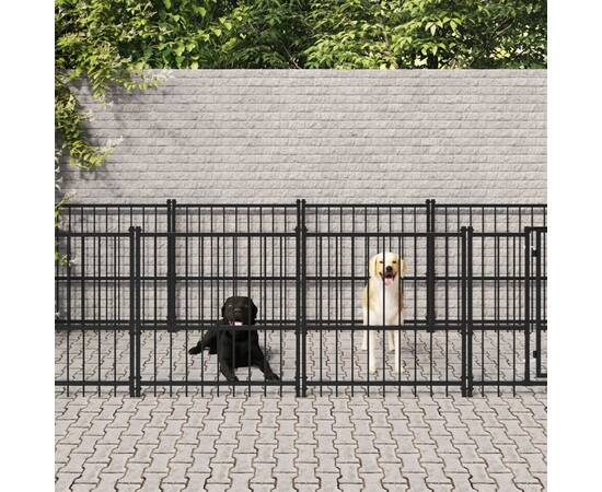 Padoc pentru câini de exterior, 9,38 m², oțel