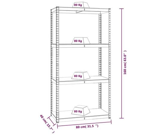 Rafturi de depozitare cu 4 niveluri, 3 buc., albastru oțel/lemn, 10 image