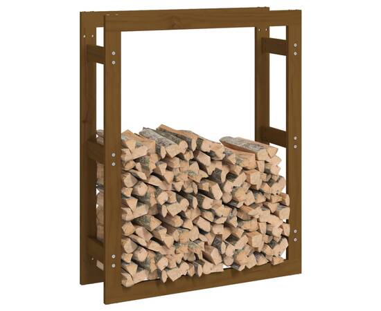 Rastel lemne de foc, maro miere, 80x25x100 cm, lemn masiv pin, 4 image