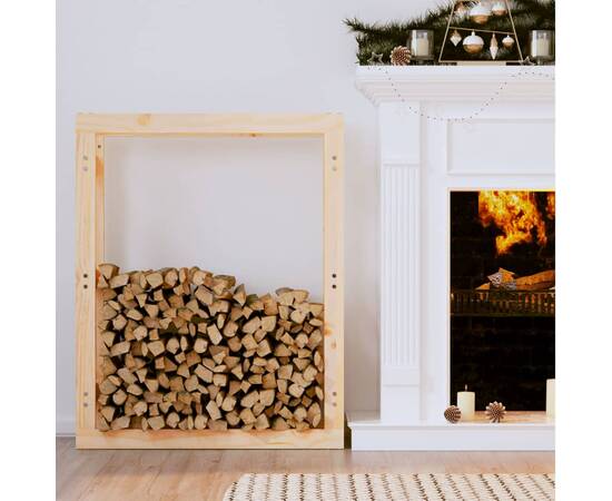 Rastel pentru lemne de foc, 80x25x100 cm, lemn masiv pin