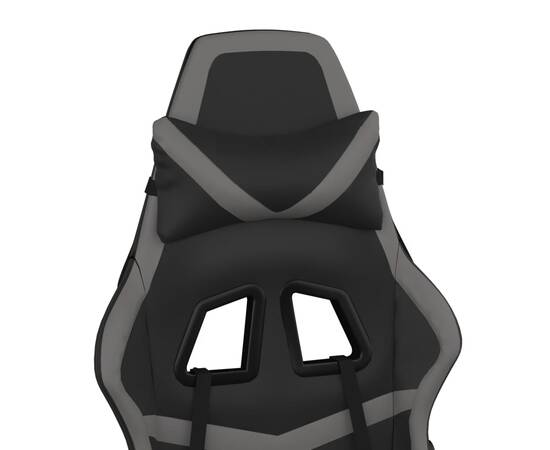 Scaun de gaming cu masaj/suport picioare, negru/gri, piele eco, 10 image