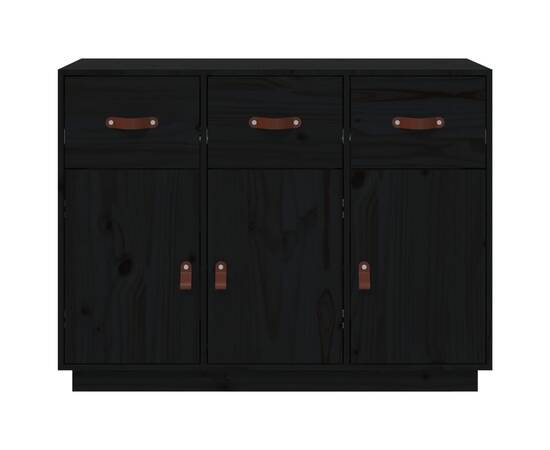 Servantă, negru, 100x40x75 cm, lemn masiv de pin, 6 image