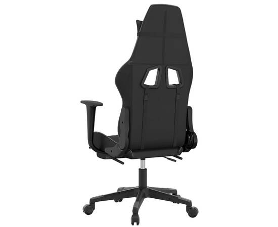 Scaun de gaming cu masaj/suport picioare, negru/gri, piele eco, 6 image
