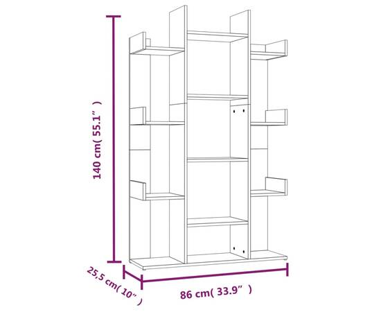 Bibliotecă, gri sonoma, 86x25,5x140 cm, lemn prelucrat, 8 image