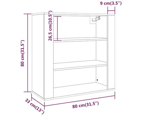 Dulap de perete, stejar fumuriu, 80x33x80 cm, lemn prelucrat, 10 image