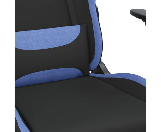Scaun de gaming cu suport picioare, negru și albastru, textil, 9 image