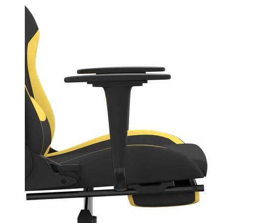 Scaun de gaming cu suport picioare, negru și galben, textil, 11 image