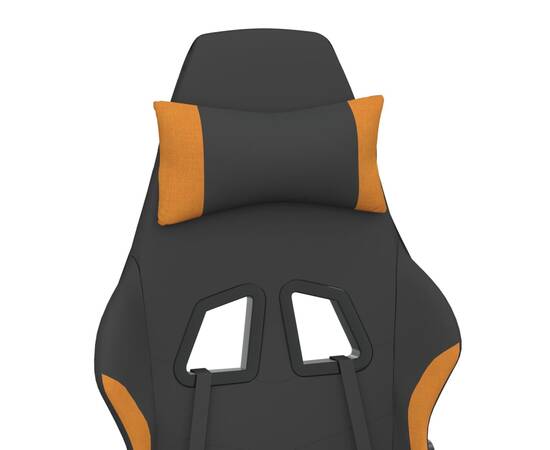 Scaun de gaming cu suport picioare, negru și oranj, textil, 10 image