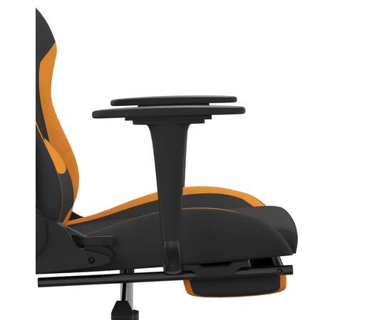 Scaun de gaming cu suport picioare, negru și oranj, textil, 11 image