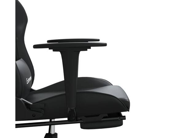 Scaun de gaming cu suport picioare, negru, piele ecologică, 11 image