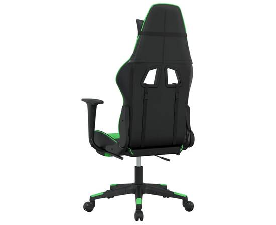 Scaun de gaming cu suport picioare negru/verde, piele ecologică, 5 image