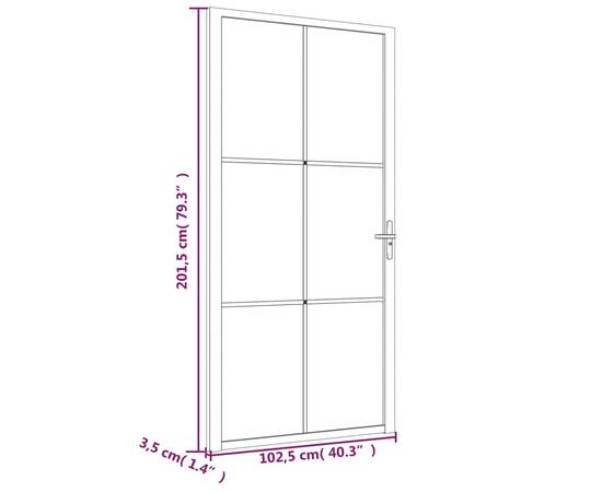 Ușă de interior, 102,5x201,5 cm, alb, sticlă esg și aluminiu, 6 image