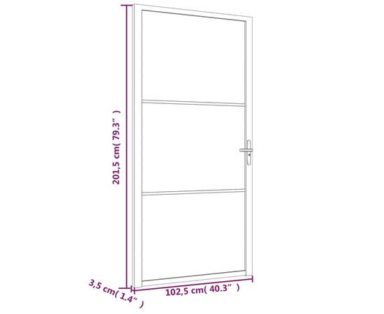 Ușă de interior, 102,5x201,5 cm, alb, sticlă esg și aluminiu, 6 image