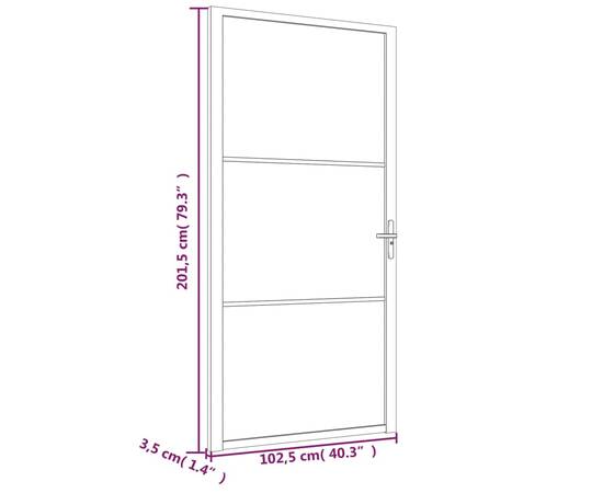 Ușă de interior, 102,5x201,5 cm, alb, sticlă mată și aluminiu, 6 image