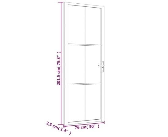 Ușă de interior, 76x201,5 cm, alb, sticlă esg și aluminiu, 6 image