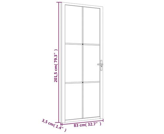 Ușă de interior, 83x201,5 cm, alb, sticlă esg și aluminiu, 6 image
