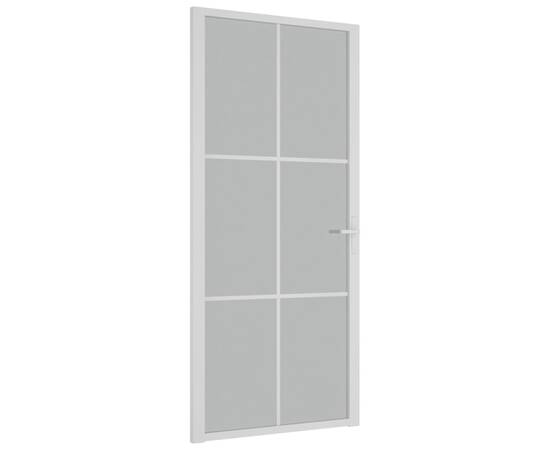 Ușă de interior, 93x201,5 cm, alb, sticlă mată și aluminiu, 2 image