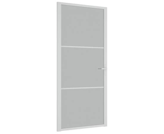 Ușă de interior, 93x201,5 cm, alb,sticlă mată și aluminiu, 2 image