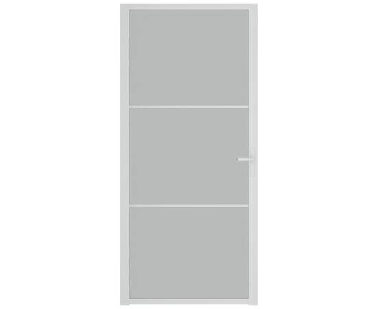 Ușă de interior, 93x201,5 cm, alb,sticlă mată și aluminiu, 3 image