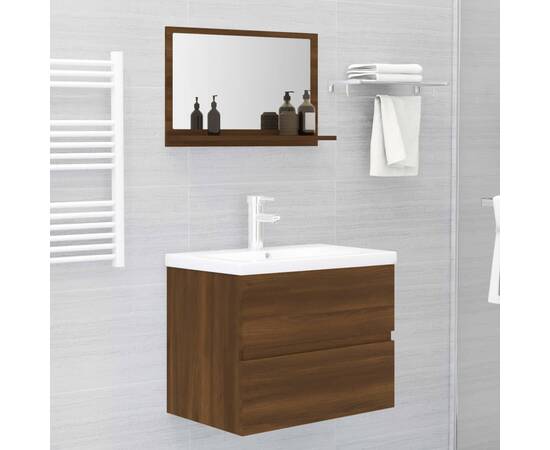 Oglindă de baie, stejar maro, 60x10,5x37 cm, lemn compozit, 5 image