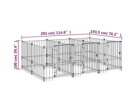 Padoc pentru câini de exterior, 5,63 m², oțel, 6 image