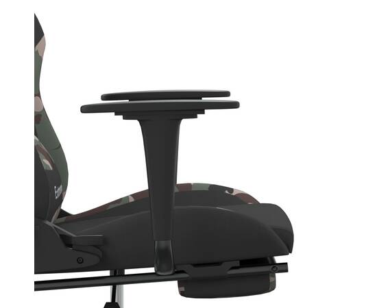 Scaun de gaming cu suport picioare, negru și camuflaj, textil, 11 image