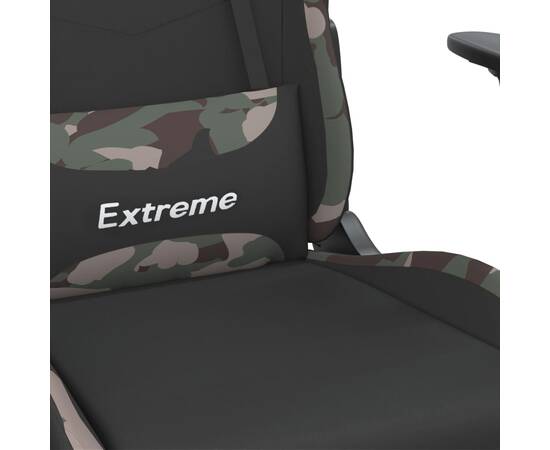 Scaun de gaming cu suport picioare, negru și camuflaj, textil, 9 image