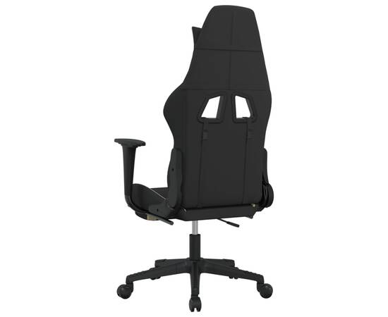Scaun de gaming cu suport picioare, negru și crem, textil, 5 image